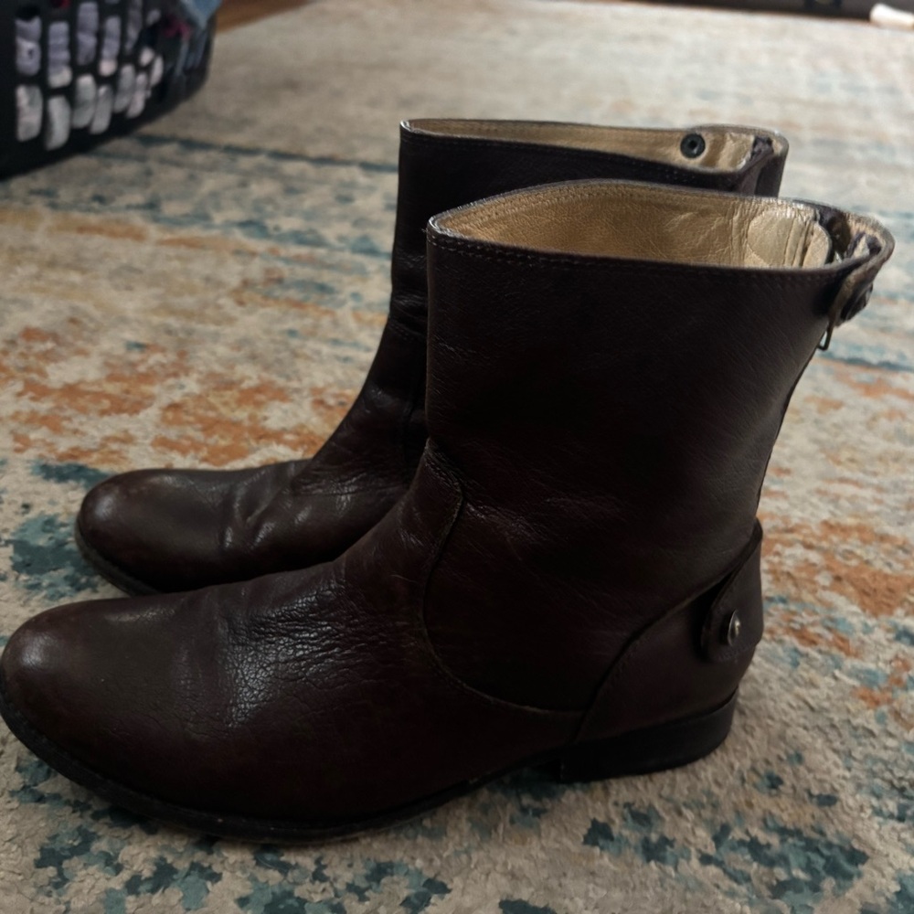 Frye Dark Brown Leather Ankle Boots